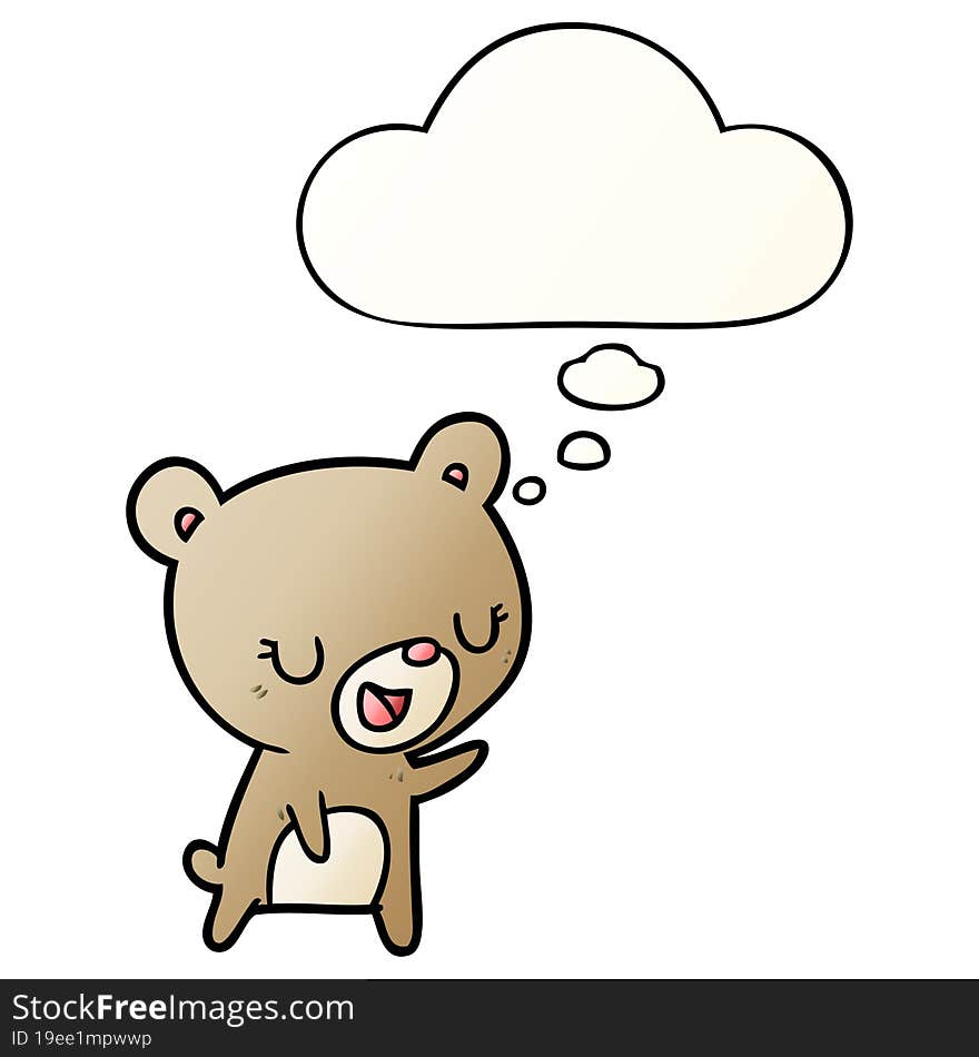 cartoon bear and thought bubble in smooth gradient style