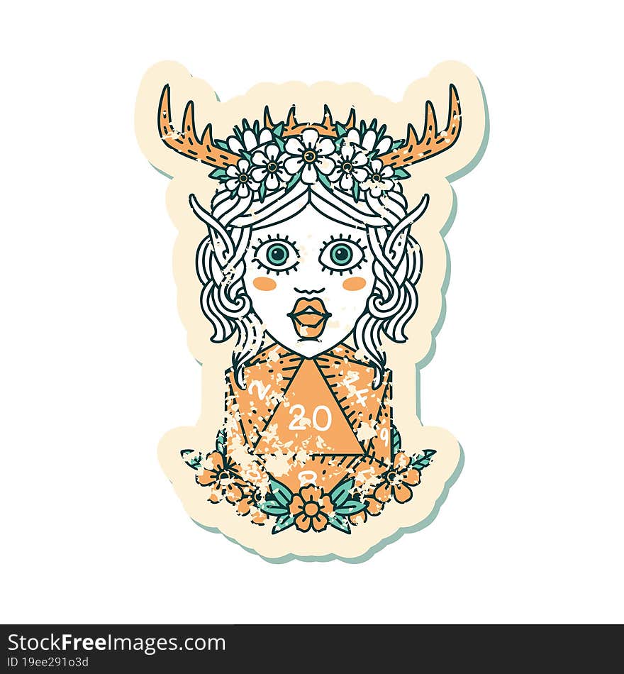 Retro Tattoo Style elf druid character face. Retro Tattoo Style elf druid character face