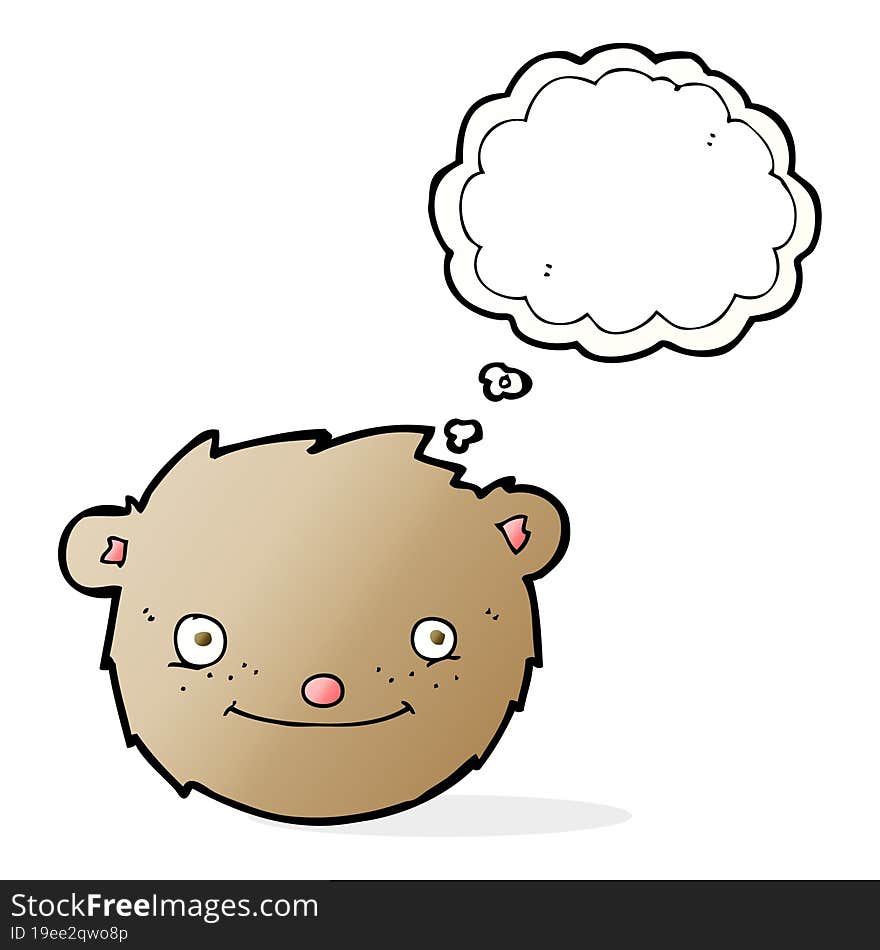 cartoon teddy bear head with thought bubble