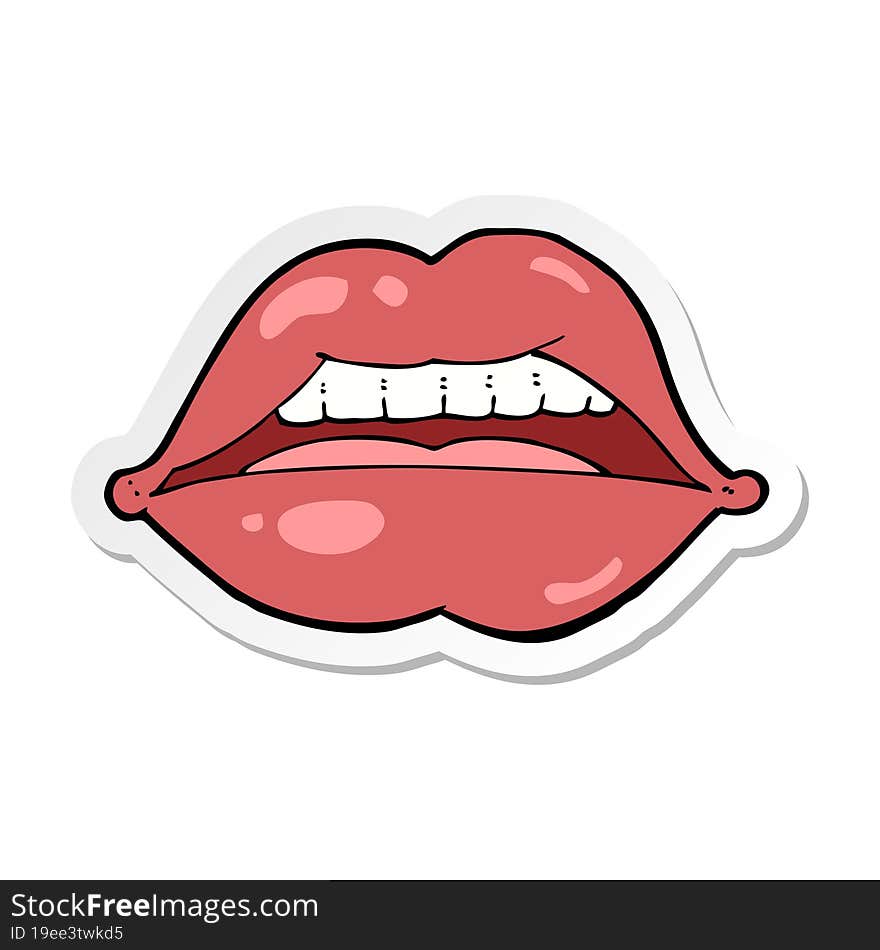 sticker of a cartoon sexy lips symbol