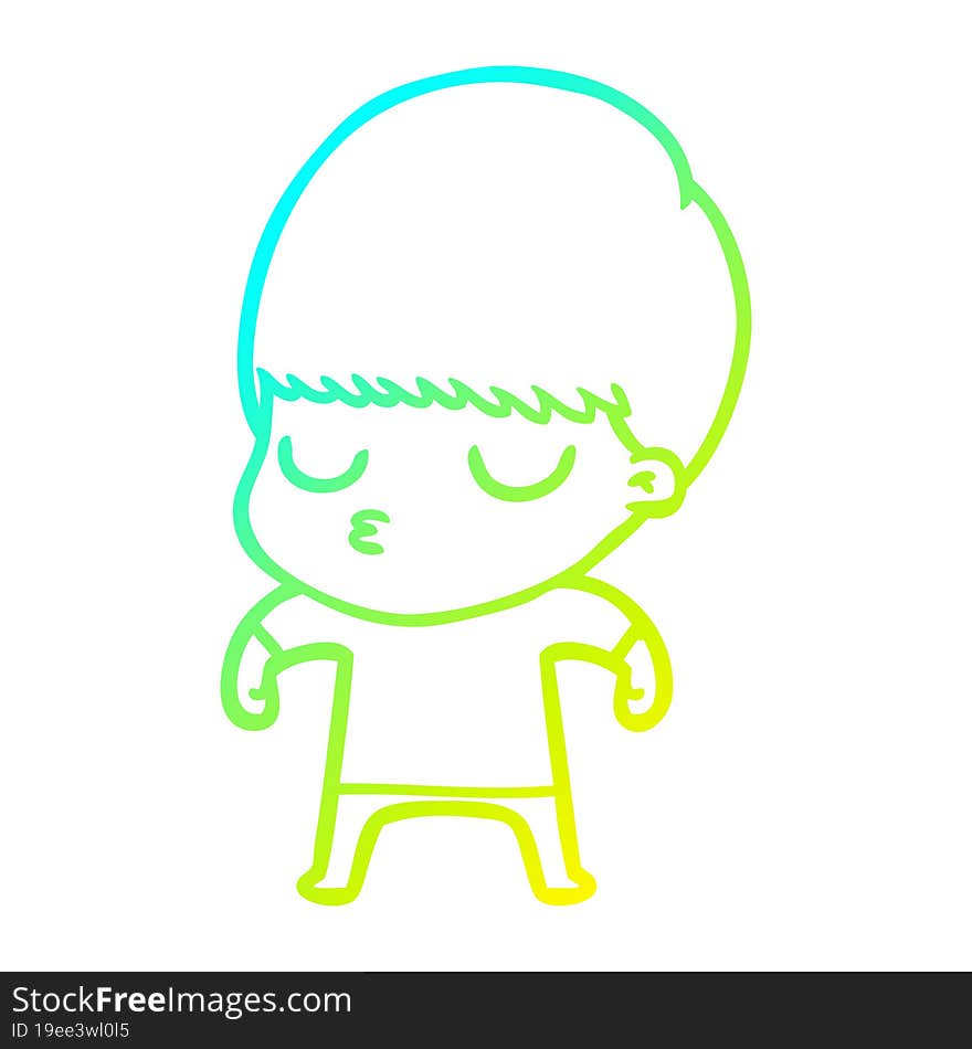 cold gradient line drawing cartoon calm boy