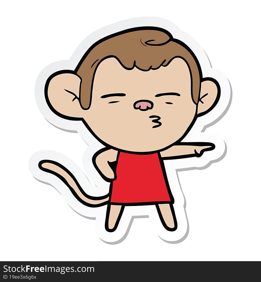 Sticker Of A Cartoon Suspicious Monkey