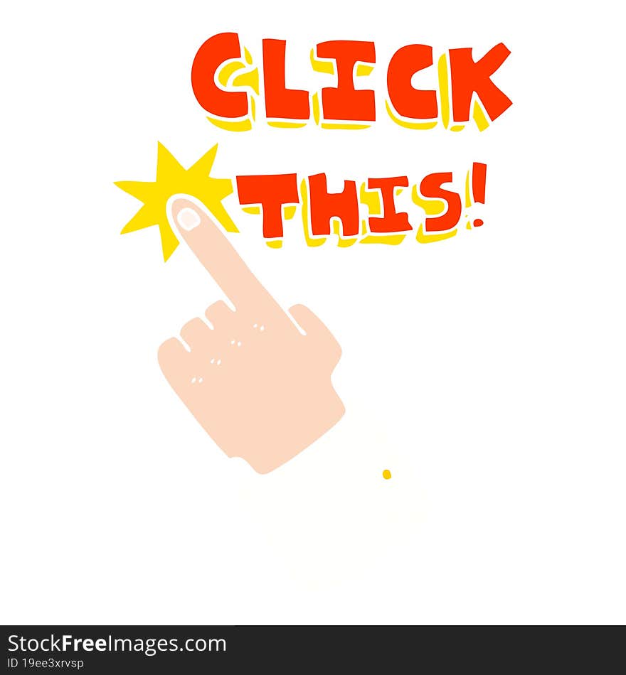 flat color illustration of a cartoon click this symbol with hand