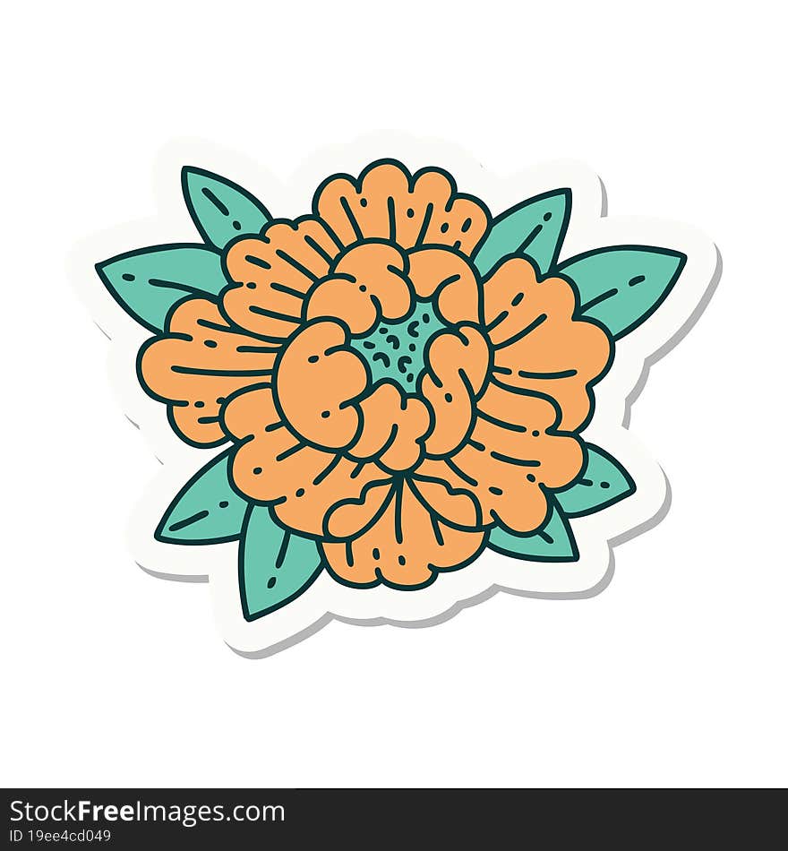 Tattoo Style Sticker Of A Blooming Flower