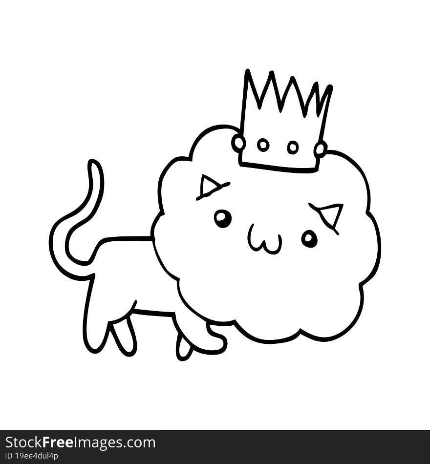 Cartoon Lion With Crown