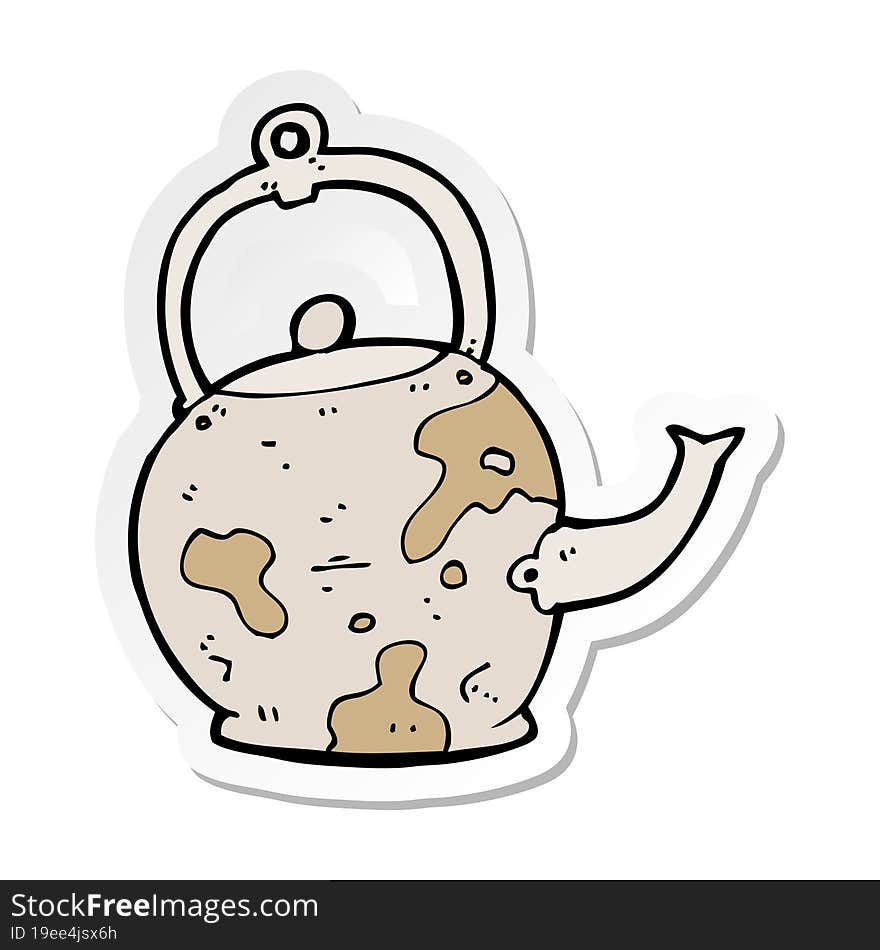 sticker of a cartoon old tea pot