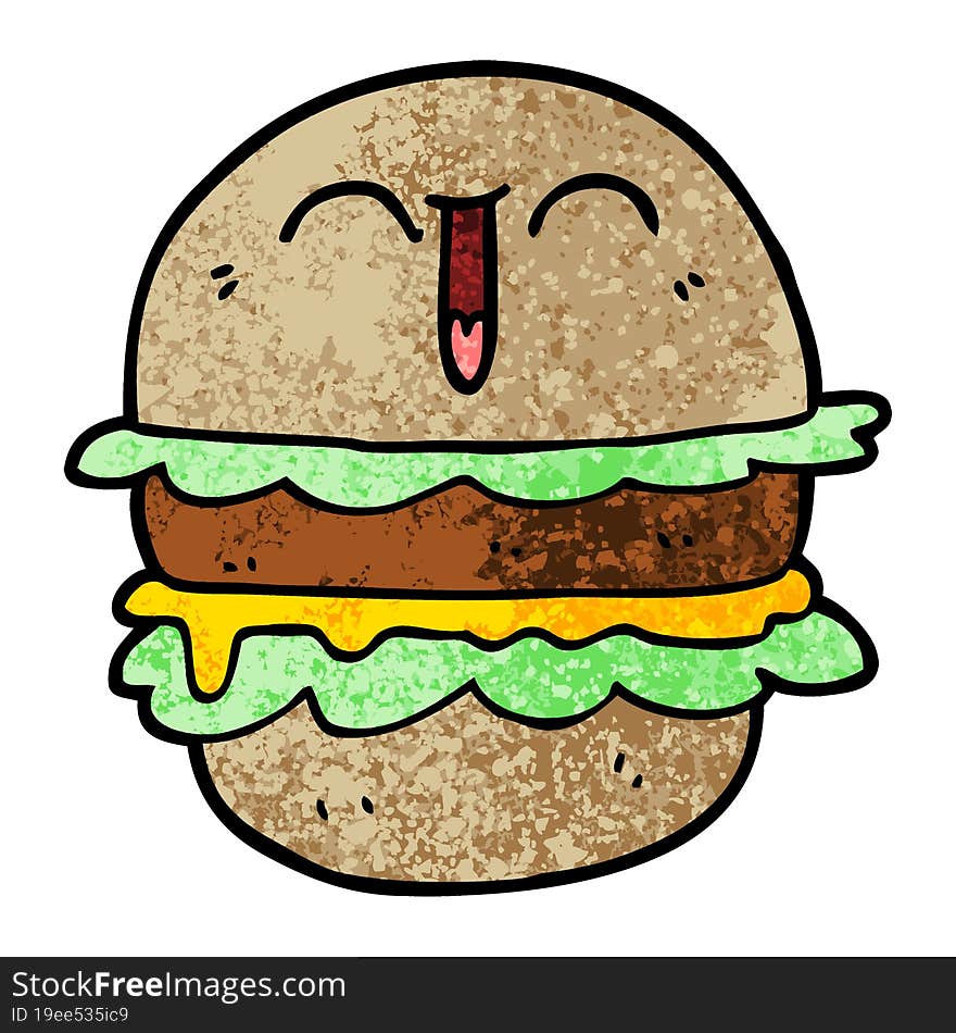 Grunge Textured Illustration Cartoon Burger