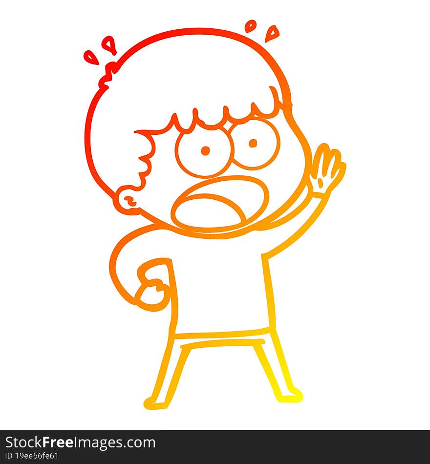 Warm Gradient Line Drawing Cartoon Shocked Man