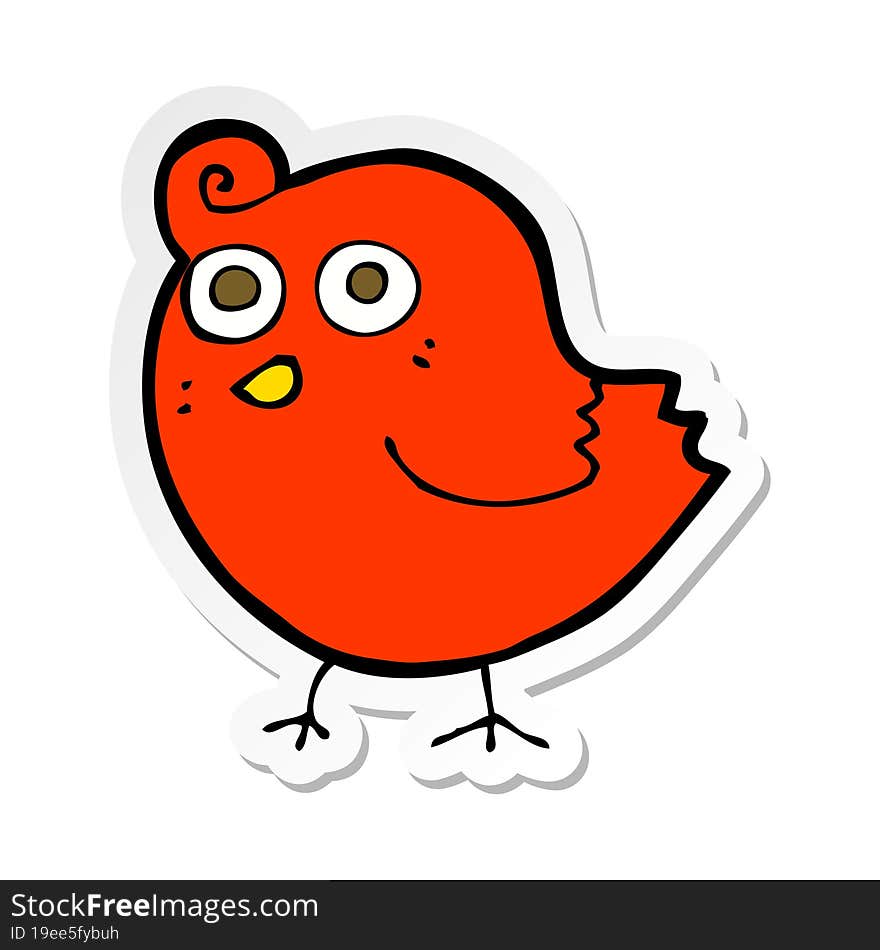 Sticker Of A Funny Cartoon Bird