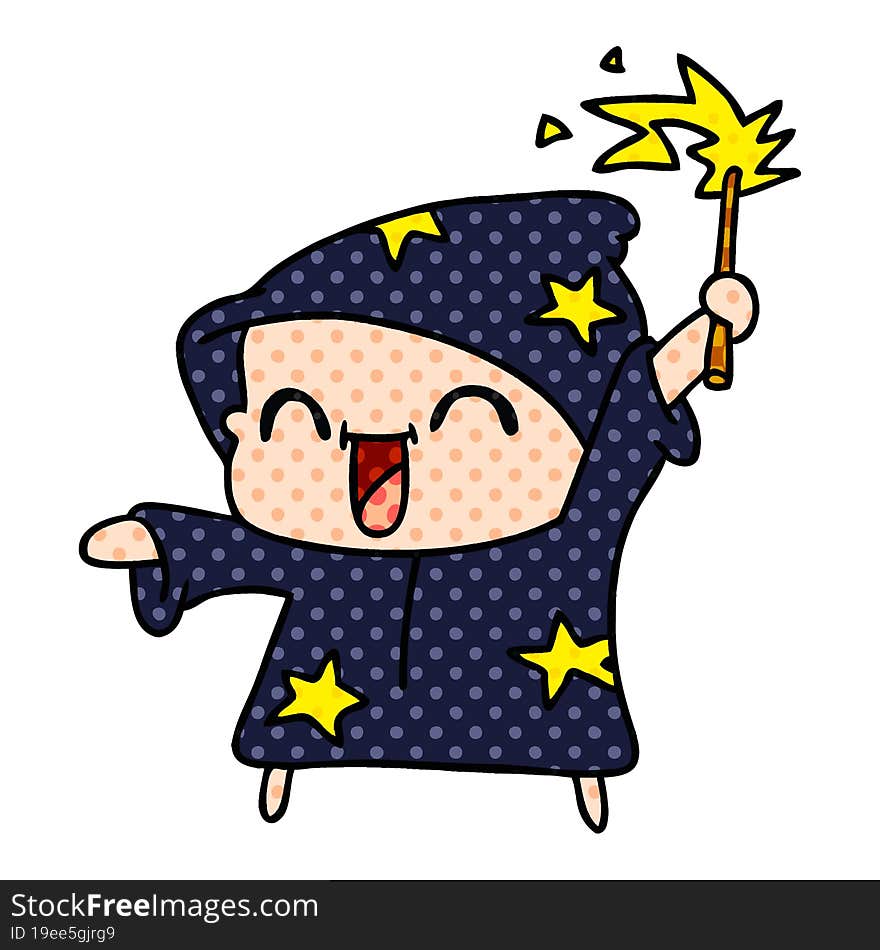 cartoon of a happy little wizard