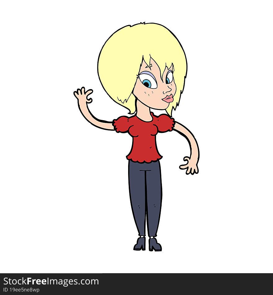 cartoon woman waving