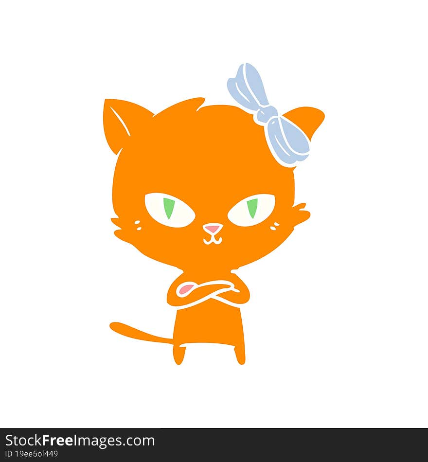 cute flat color style cartoon cat