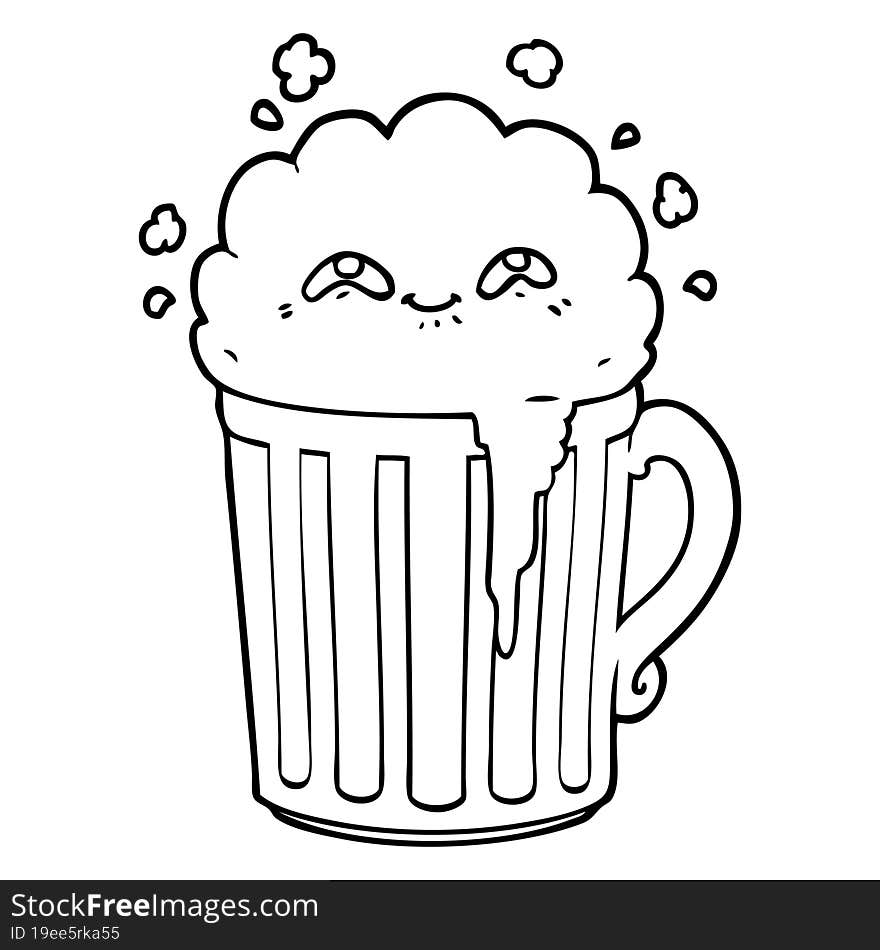 happy cartoon mug of beer. happy cartoon mug of beer