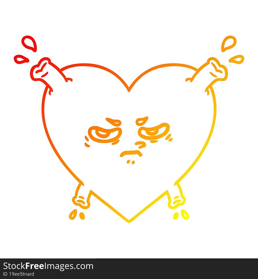 warm gradient line drawing cartoon heart