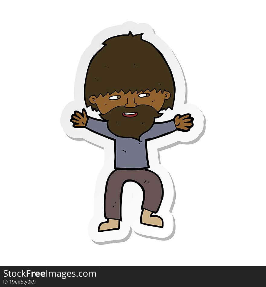 sticker of a cartoon happy man with beard