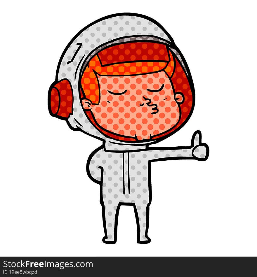 cartoon confident astronaut giving thumbs up sign. cartoon confident astronaut giving thumbs up sign