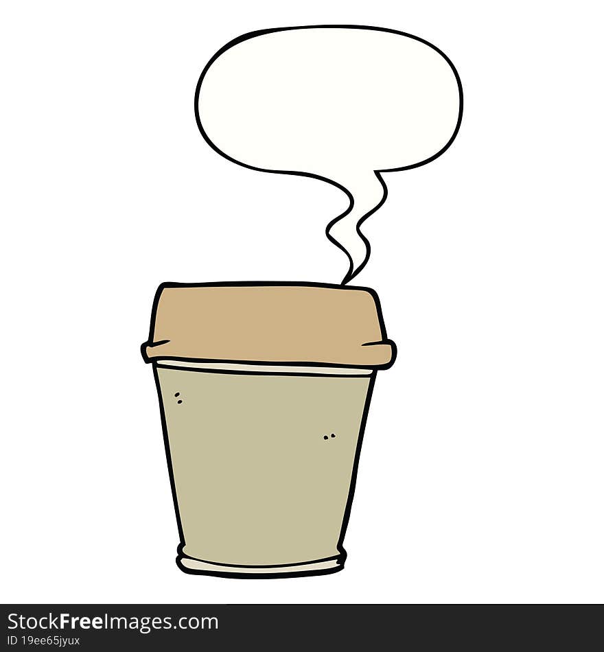 cartoon take out coffee with speech bubble. cartoon take out coffee with speech bubble