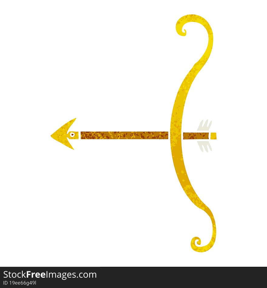 retro cartoon doodle of a bow and arrow