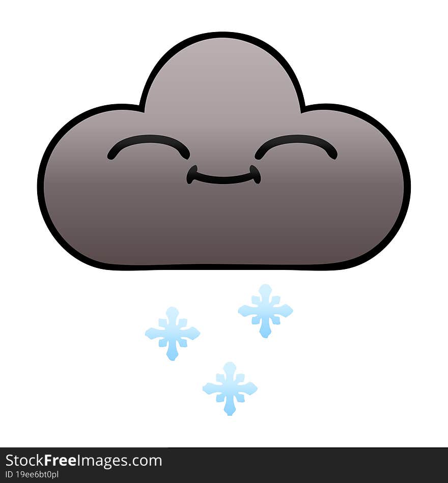 gradient shaded cartoon of a happy snow cloud