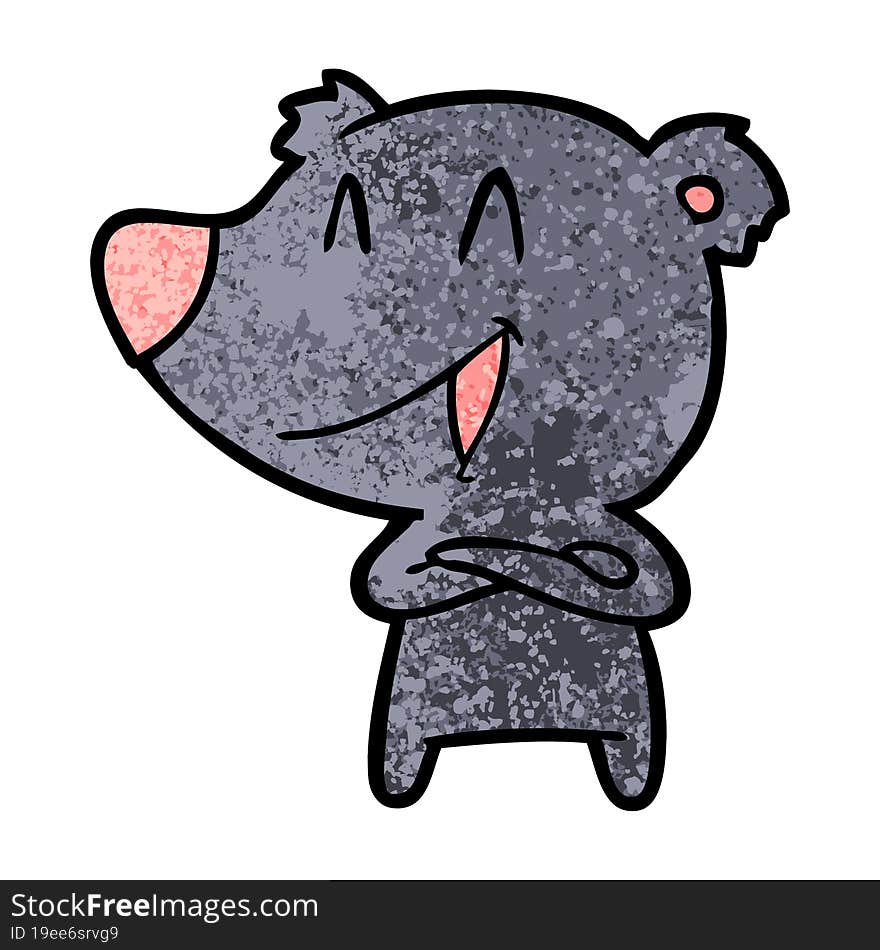 laughing bear with crossed arms cartoon. laughing bear with crossed arms cartoon