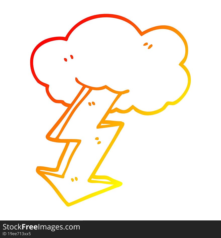 warm gradient line drawing cartoon lightning bolt