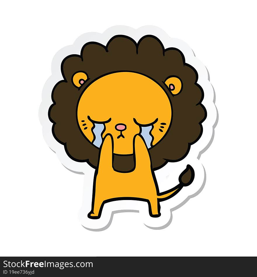 Sticker Of A Crying Cartoon Lion