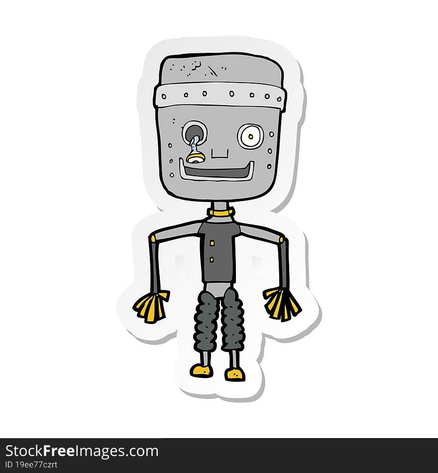 sticker of a cartoon old robot