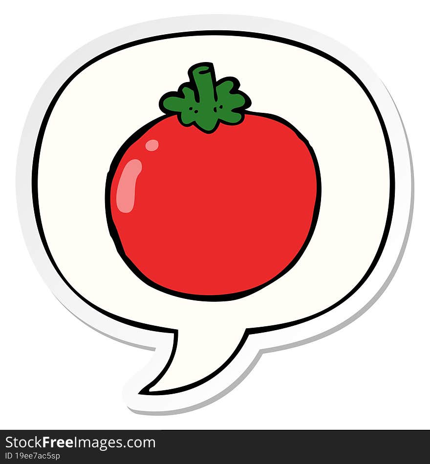 cartoon tomato and speech bubble sticker