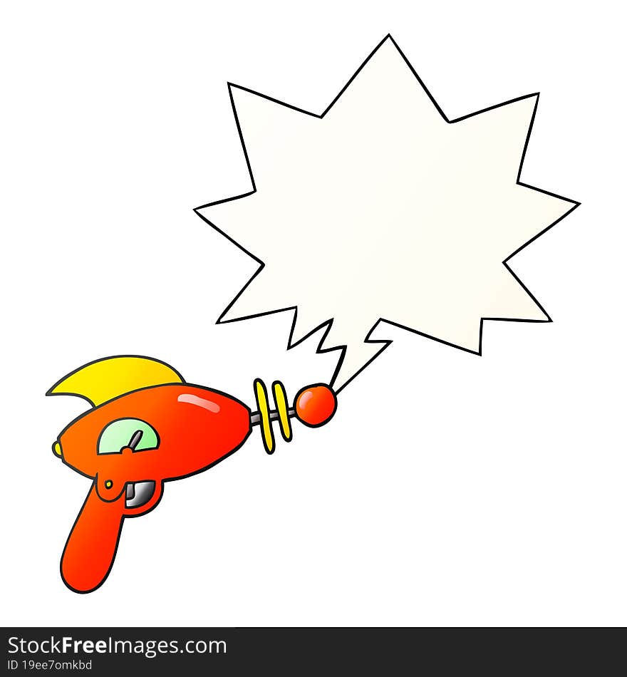 Cartoon Ray Gun And Speech Bubble In Smooth Gradient Style