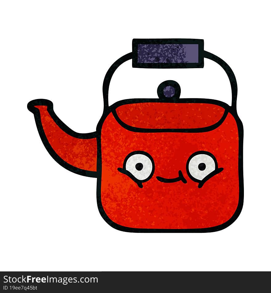 Retro Grunge Texture Cartoon Kettle