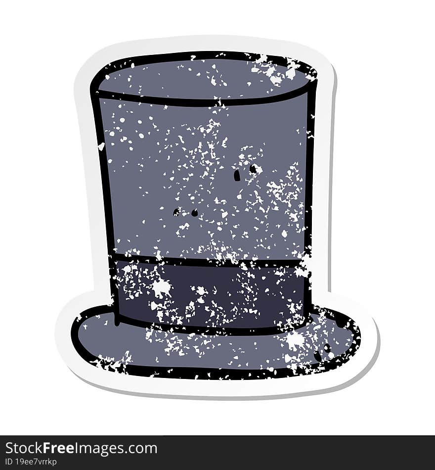 distressed sticker of a cartoon top hat