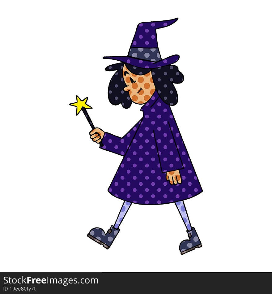 quirky comic book style cartoon witch