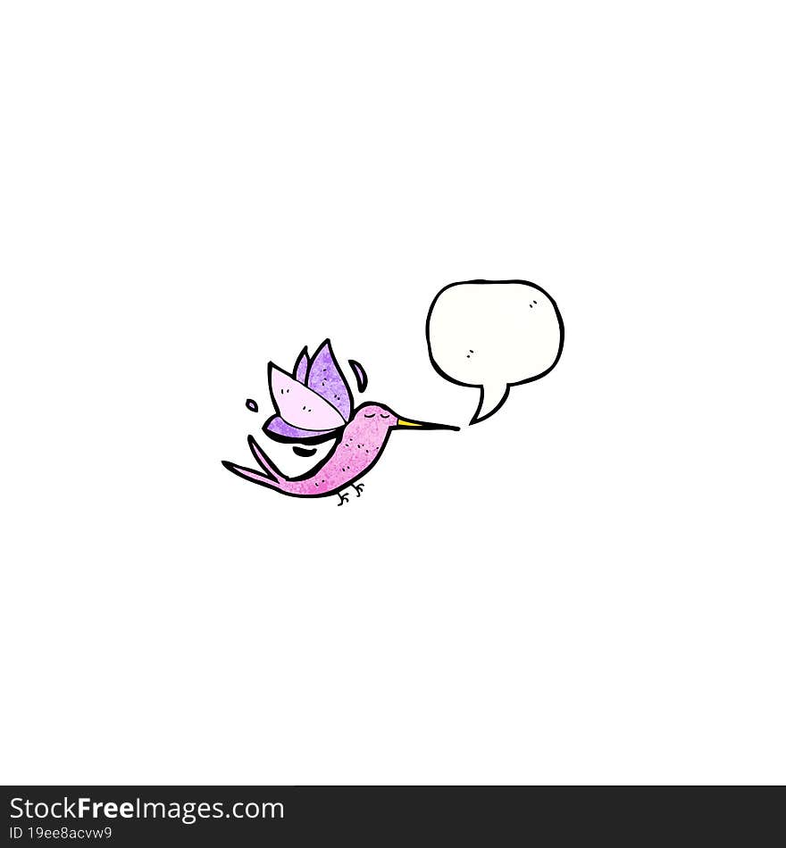 cartoon hummingbird with speech bubble