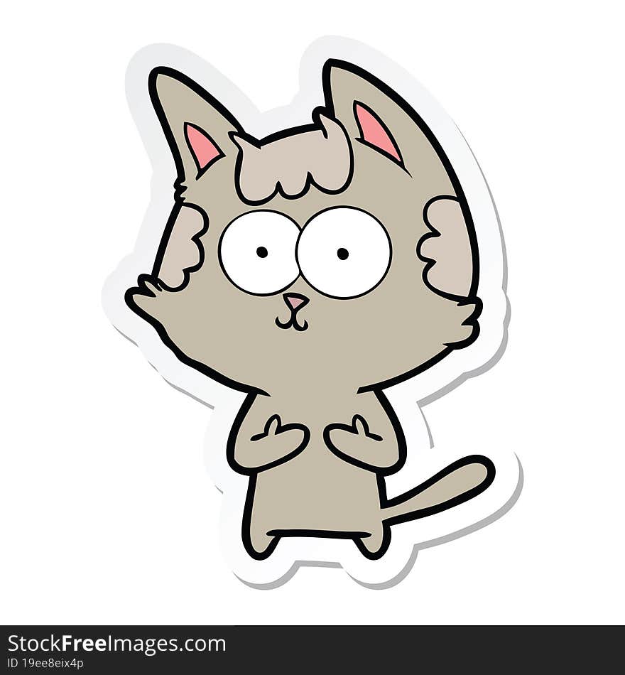 sticker of a happy cartoon cat