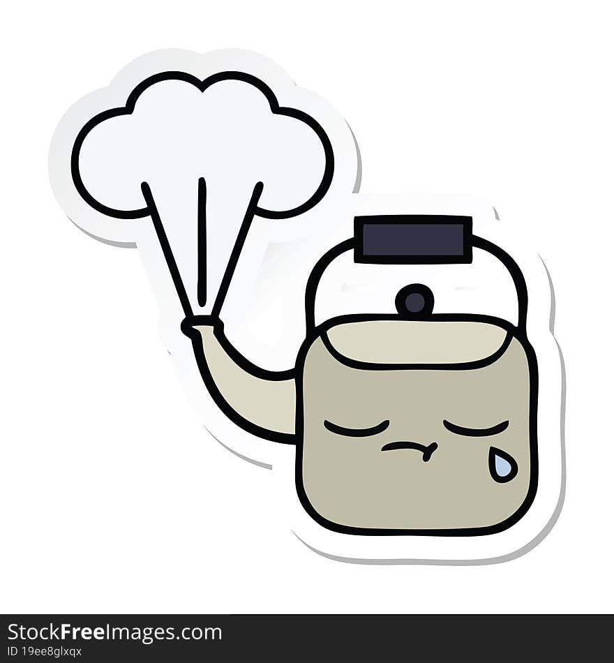 sticker of a cute cartoon steaming kettle