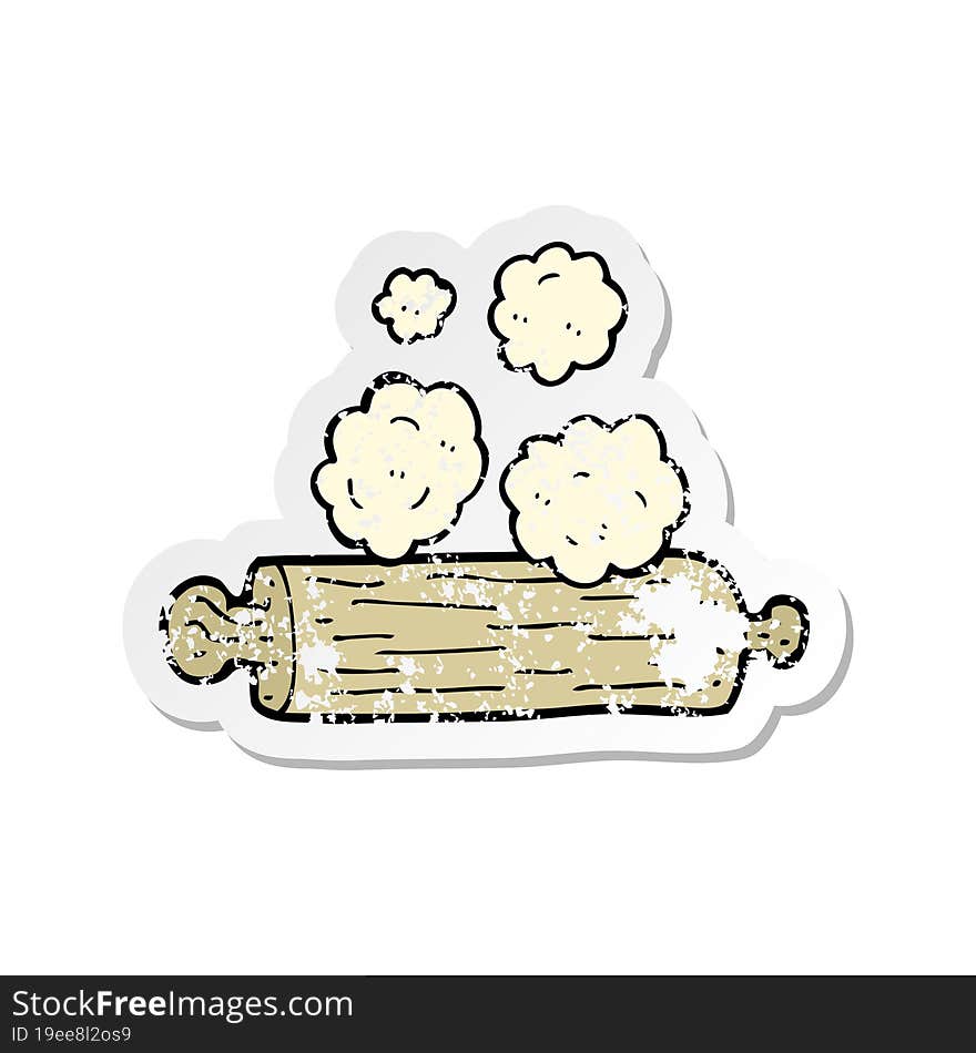 retro distressed sticker of a cartoon rolling pin