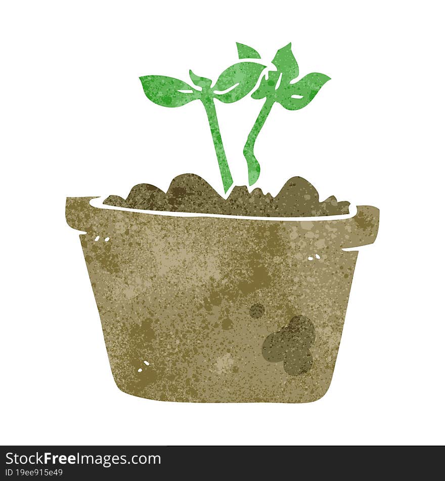 Retro Cartoon Sprouting Plant