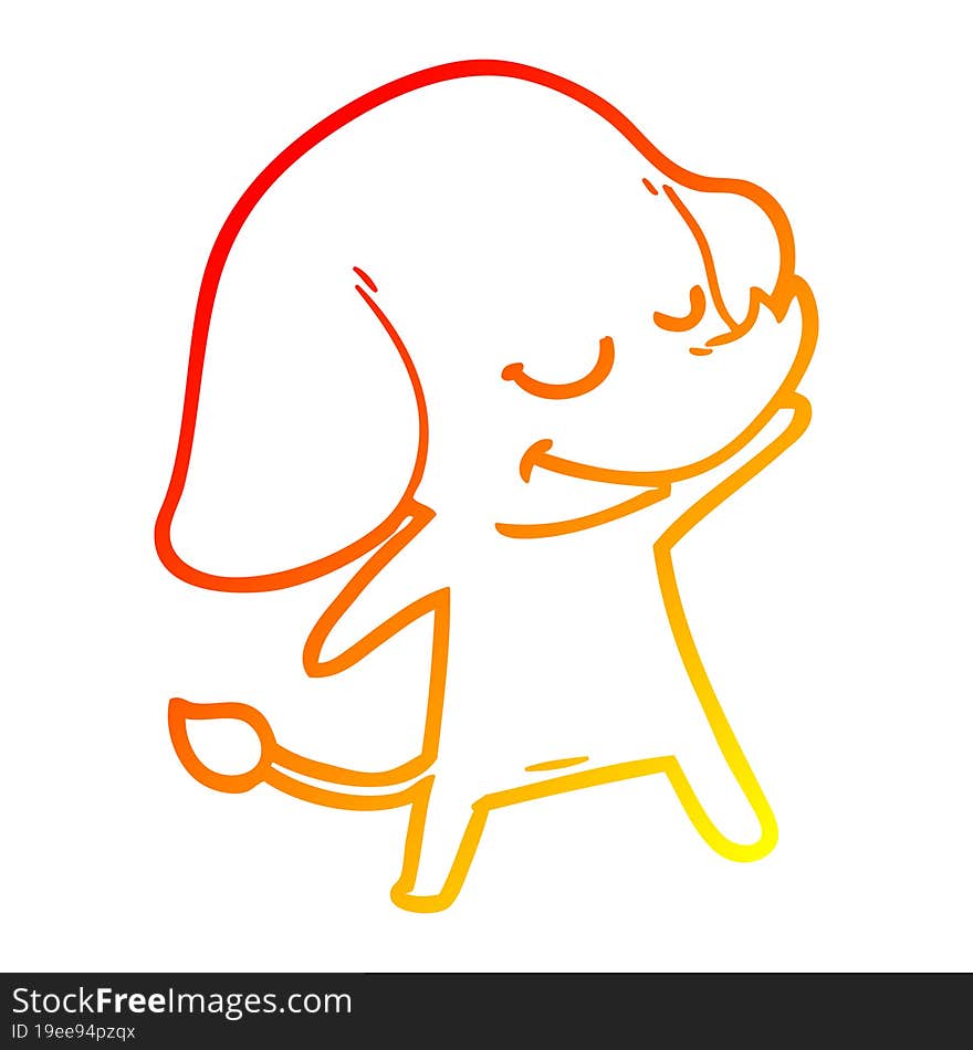 warm gradient line drawing cartoon smiling elephant