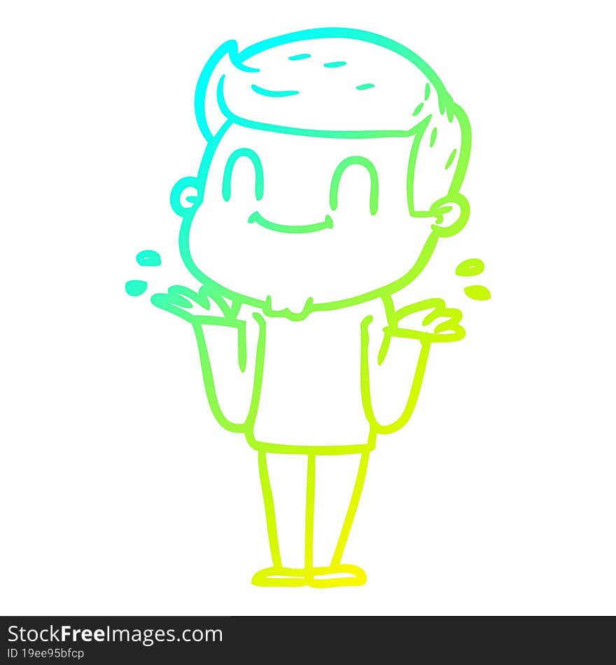 cold gradient line drawing of a cartoon friendly man