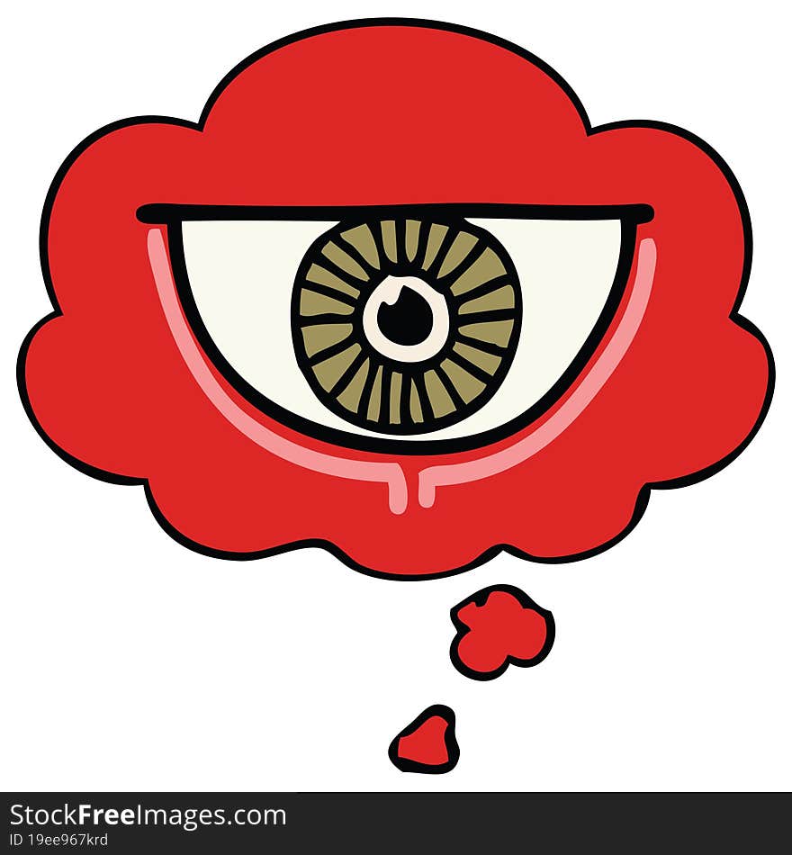 cartoon eye symbol and thought bubble