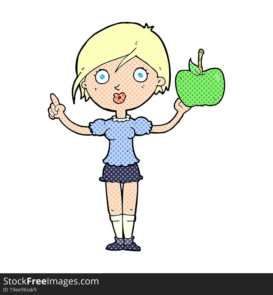 Cartoon Woman Talking About Health Food