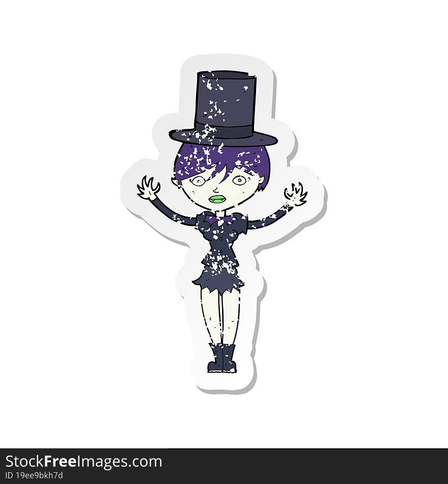 retro distressed sticker of a cartoon halloween vampire girl