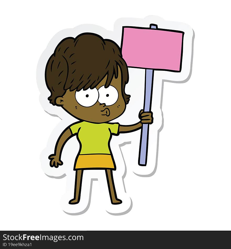 sticker of a cartoon woman