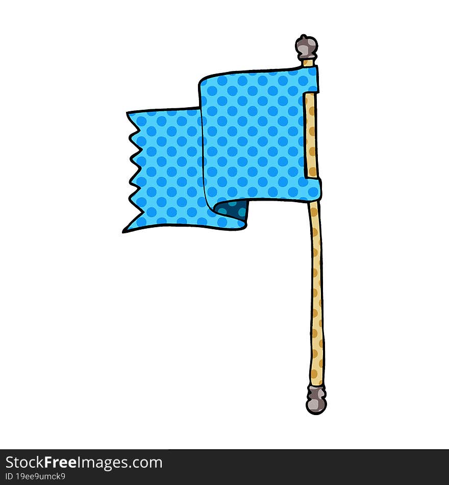 cartoon doodle of a blue flag