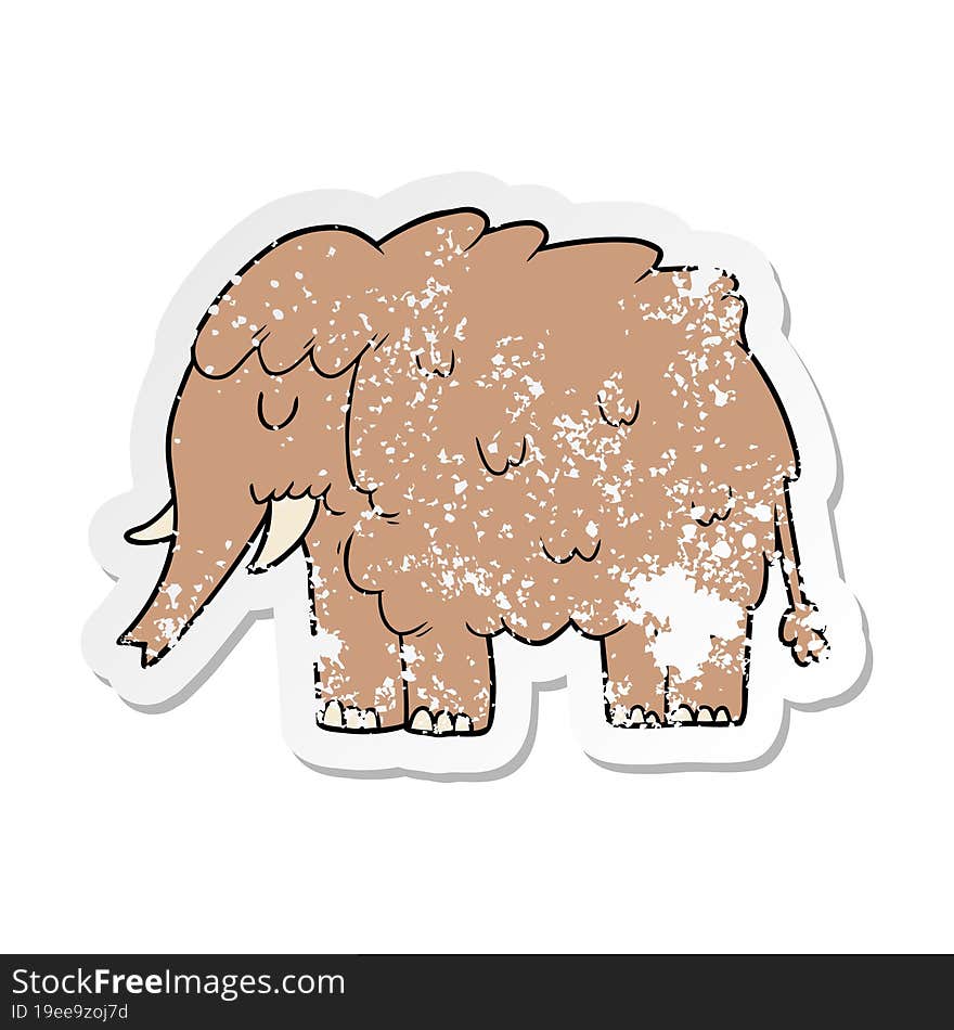 Distressed Sticker Of A Cartoon Mammoth