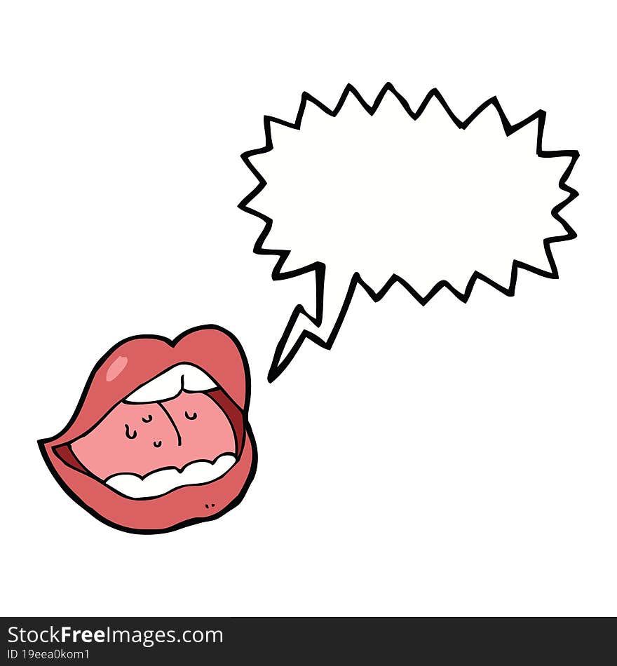 Cartoon Open Mouth With Speech Bubble