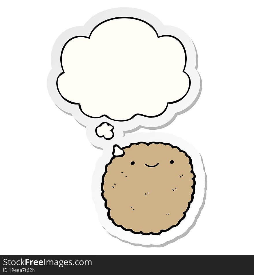 cartoon biscuit and thought bubble as a printed sticker