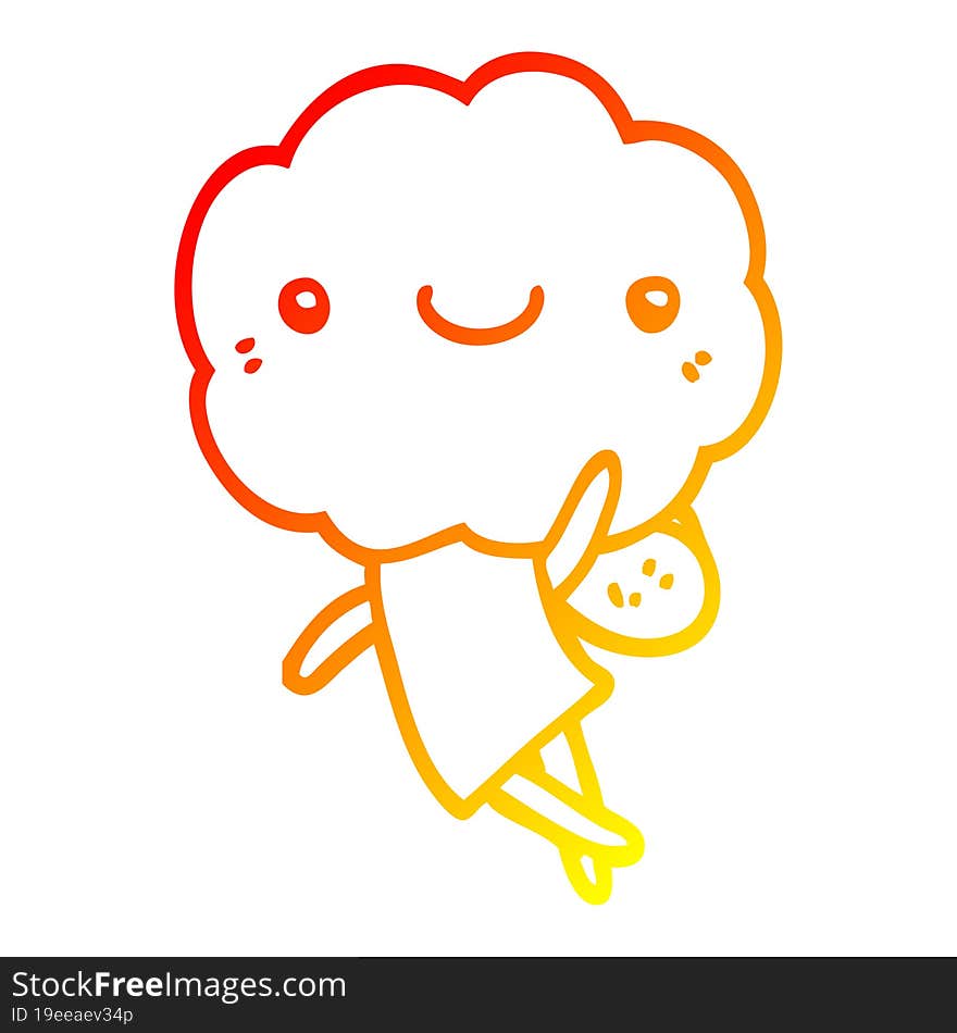 Warm Gradient Line Drawing Cute Cloud Head Creature