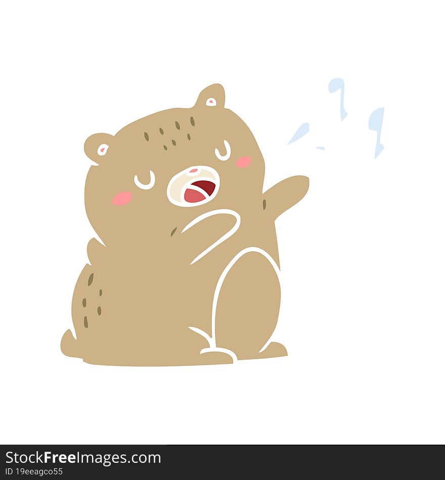 Flat Color Style Cartoon Bear Singing A Song