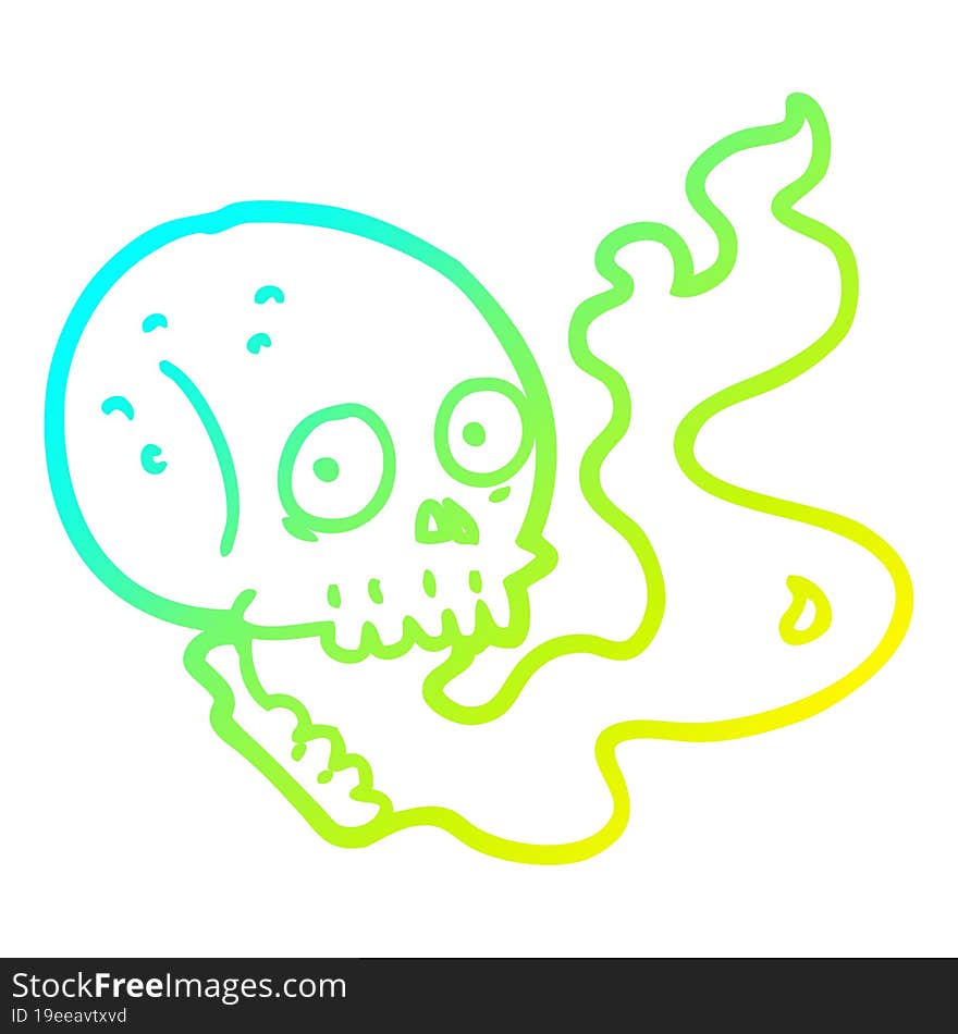 Cold Gradient Line Drawing Cartoon Haunted Skull